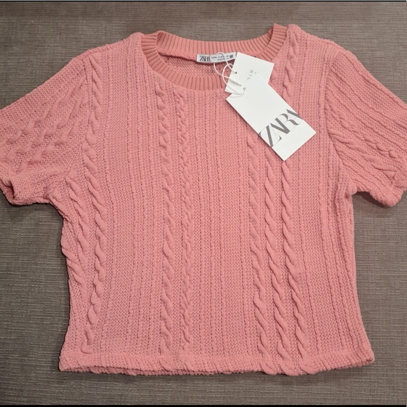 zara coral cable knit top 🍭 - Picture 1 of 1